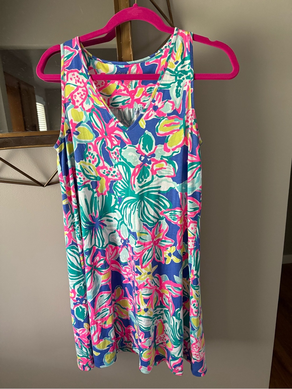 Lilly Pulitzer Floral 100% Pima Cotton Blue, Pink & Green dress